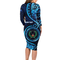 Personalised FSM Pohnpei Family Matching Long Sleeve Bodycon Dress and Hawaiian Shirt Ocean Floral Pattern LT05 - Polynesian Pride