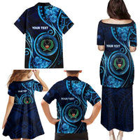 Personalised FSM Pohnpei Family Matching Puletasi and Hawaiian Shirt Ocean Floral Pattern
