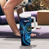 Personalised FSM Pohnpei Tumbler With Handle Ocean Floral Pattern