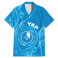 Personalised FSM Yap Family Matching Mermaid Dress and Hawaiian Shirt Ocean Floral Pattern LT05 Dad's Shirt - Short Sleeve Blue - Polynesian Pride
