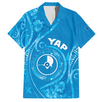 Personalised FSM Yap Family Matching Off The Shoulder Long Sleeve Dress and Hawaiian Shirt Ocean Floral Pattern LT05 Dad's Shirt - Short Sleeve Blue - Polynesian Pride