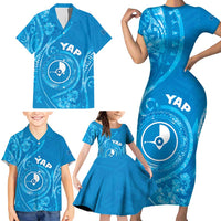 Personalised FSM Yap Family Matching Short Sleeve Bodycon Dress and Hawaiian Shirt Ocean Floral Pattern LT05 - Polynesian Pride