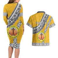 Personalised Anastasis College Couples Matching Long Sleeve Bodycon Dress and Hawaiian Shirt Tonga Unique Style - Polynesian Pride