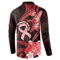 Heart Health Awareness Button Sweatshirt Warrior Wears Red Polynesian Style