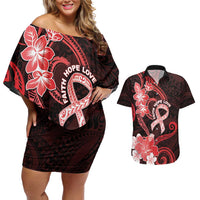 Heart Health Awareness Couples Matching Off Shoulder Short Dress and Hawaiian Shirt Warrior Wears Red Polynesian Style LT05 Red - Polynesian Pride