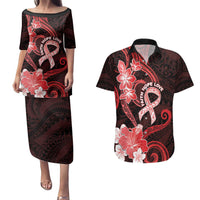 Heart Health Awareness Couples Matching Puletasi and Hawaiian Shirt Warrior Wears Red Polynesian Style LT05 Red - Polynesian Pride