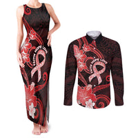 Heart Health Awareness Couples Matching Tank Maxi Dress and Long Sleeve Button Shirt Warrior Wears Red Polynesian Style LT05 Red - Polynesian Pride