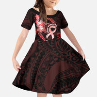 Heart Health Awareness Family Matching Mermaid Dress and Hawaiian Shirt Warrior Wears Red Polynesian Style LT05 Daughter's Dress Red - Polynesian Pride