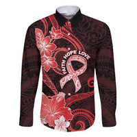 Heart Health Awareness Family Matching Mermaid Dress and Hawaiian Shirt Warrior Wears Red Polynesian Style LT05 Dad's Shirt - Long Sleeve Red - Polynesian Pride