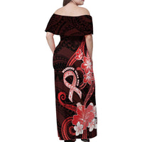 Heart Health Awareness Family Matching Off Shoulder Maxi Dress and Hawaiian Shirt Warrior Wears Red Polynesian Style LT05 - Polynesian Pride