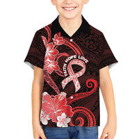 Heart Health Awareness Family Matching Off Shoulder Maxi Dress and Hawaiian Shirt Warrior Wears Red Polynesian Style LT05 Son's Shirt Red - Polynesian Pride