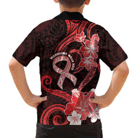 Heart Health Awareness Family Matching Tank Maxi Dress and Hawaiian Shirt Warrior Wears Red Polynesian Style