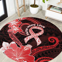 Heart Health Awareness Round Carpet Warrior Wears Red Polynesian Style