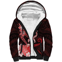Heart Health Awareness Sherpa Hoodie Warrior Wears Red Polynesian Style