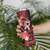 Heart Health Awareness Skinny Tumbler Warrior Wears Red Polynesian Style