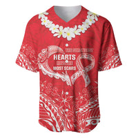 Heart Health Awareness Baseball Jersey Polynesian Red Ribbon