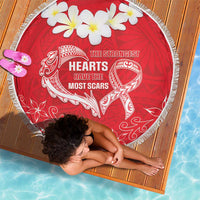 Heart Health Awareness Beach Blanket Polynesian Red Ribbon