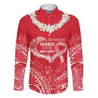 Heart Health Awareness Family Matching Mermaid Dress and Hawaiian Shirt Polynesian Red Ribbon LT05 Dad's Shirt - Long Sleeve Red - Polynesian Pride