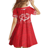 Heart Health Awareness Family Matching Tank Maxi Dress and Hawaiian Shirt Polynesian Red Ribbon