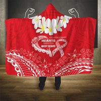 Heart Health Awareness Hooded Blanket Polynesian Red Ribbon