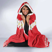 Heart Health Awareness Hooded Blanket Polynesian Red Ribbon