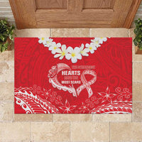Heart Health Awareness Rubber Doormat Polynesian Red Ribbon