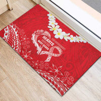 Heart Health Awareness Rubber Doormat Polynesian Red Ribbon