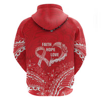 Heart Health Awareness Zip Hoodie Polynesian Red Ribbon
