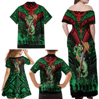 New Zealand ANZAC Day Family Matching Off Shoulder Maxi Dress and Hawaiian Shirt Aotearoa Hei Tiki LT05 - Polynesian Pride