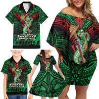 New Zealand ANZAC Day Family Matching Off Shoulder Short Dress and Hawaiian Shirt Aotearoa Hei Tiki LT05 - Polynesian Pride