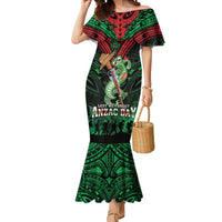 New Zealand ANZAC Day Mermaid Dress Aotearoa Hei Tiki LT05 Women Green - Polynesian Pride