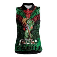New Zealand ANZAC Day Women Sleeveless Polo Shirt Aotearoa Hei Tiki LT05 Female Green - Polynesian Pride