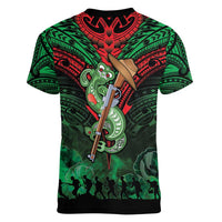 New Zealand ANZAC Day Women V-Neck T-Shirt Aotearoa Hei Tiki LT05 - Polynesian Pride