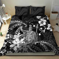 Hawaii King Kamehameha Day Bedding Set Polynesian Pattern Mix Hibiscus Black