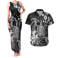 Hawaii King Kamehameha Day Couples Matching Tank Maxi Dress and Hawaiian Shirt Polynesian Pattern Mix Hibiscus Black LT05 Black - Polynesian Pride