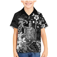 Hawaii King Kamehameha Day Family Matching Mermaid Dress and Hawaiian Shirt Polynesian Pattern Mix Hibiscus Black LT05 Son's Shirt Black - Polynesian Pride