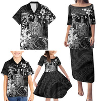 Hawaii King Kamehameha Day Family Matching Puletasi and Hawaiian Shirt Polynesian Pattern Mix Hibiscus Black LT05 - Polynesian Pride