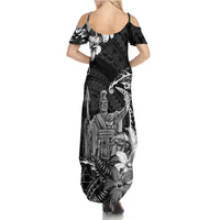 Hawaii King Kamehameha Day Family Matching Summer Maxi Dress and Hawaiian Shirt Polynesian Pattern Mix Hibiscus Black LT05 - Polynesian Pride