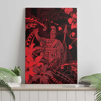 Hawaii King Kamehameha Day Canvas Wall Art Polynesian Pattern Mix Hibiscus Red