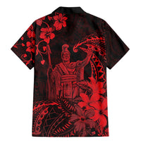 Hawaii King Kamehameha Day Family Matching Mermaid Dress and Hawaiian Shirt Polynesian Pattern Mix Hibiscus Red LT05 - Polynesian Pride