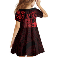 Hawaii King Kamehameha Day Family Matching Off The Shoulder Long Sleeve Dress and Hawaiian Shirt Polynesian Pattern Mix Hibiscus Red LT05 - Polynesian Pride