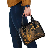 Hawaii King Kamehameha Day Shoulder Handbag Polynesian Pattern Mix Hibiscus Gold