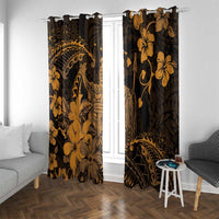 Hawaii King Kamehameha Day Window Curtain Polynesian Pattern Mix Hibiscus Gold