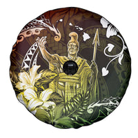 Hawaii King Kamehameha Day Spare Tire Cover Polynesian Pattern Mix Hibiscus Reggae