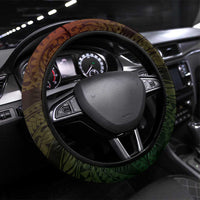 Hawaii King Kamehameha Day Steering Wheel Cover Polynesian Pattern Mix Hibiscus Reggae