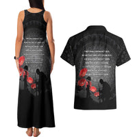 Cook Islands ANZAC Day Couples Matching Tank Maxi Dress and Hawaiian Shirt Soldier Silhouette Remembrance LT05 - Polynesian Pride