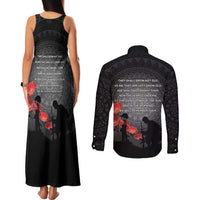 Cook Islands ANZAC Day Couples Matching Tank Maxi Dress and Long Sleeve Button Shirt Soldier Silhouette Remembrance LT05 - Polynesian Pride