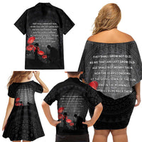 Cook Islands ANZAC Day Family Matching Off Shoulder Short Dress and Hawaiian Shirt Soldier Silhouette Remembrance LT05 - Polynesian Pride