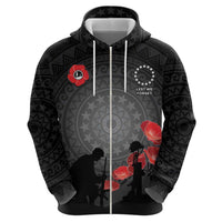Cook Islands ANZAC Day Zip Hoodie Soldier Silhouette Remembrance