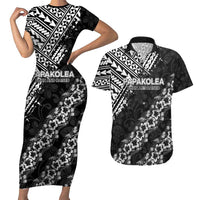 Hawaii Papakolea Born And Raised Couples Matching Short Sleeve Bodycon Dress and Hawaiian Shirt Hawaiian Tribal Pattern LT05 Black - Polynesian Pride